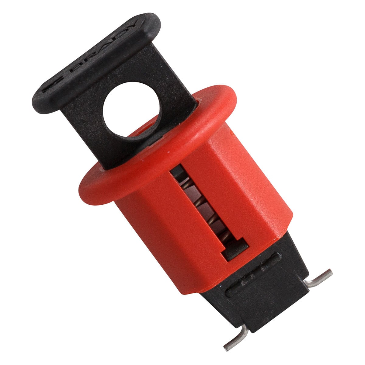 90844 DIN Style Electrical Risk Circuit Breaker Lockout With Pin-Out Standard, For Use With European and Asian Equipment, Miniature Circuit Breaker Switch, 1 Padlocks, 0.32 in Dia Max Padlock Shackle, LOTO-1 Fiberglass Reinforced Nylon, Red