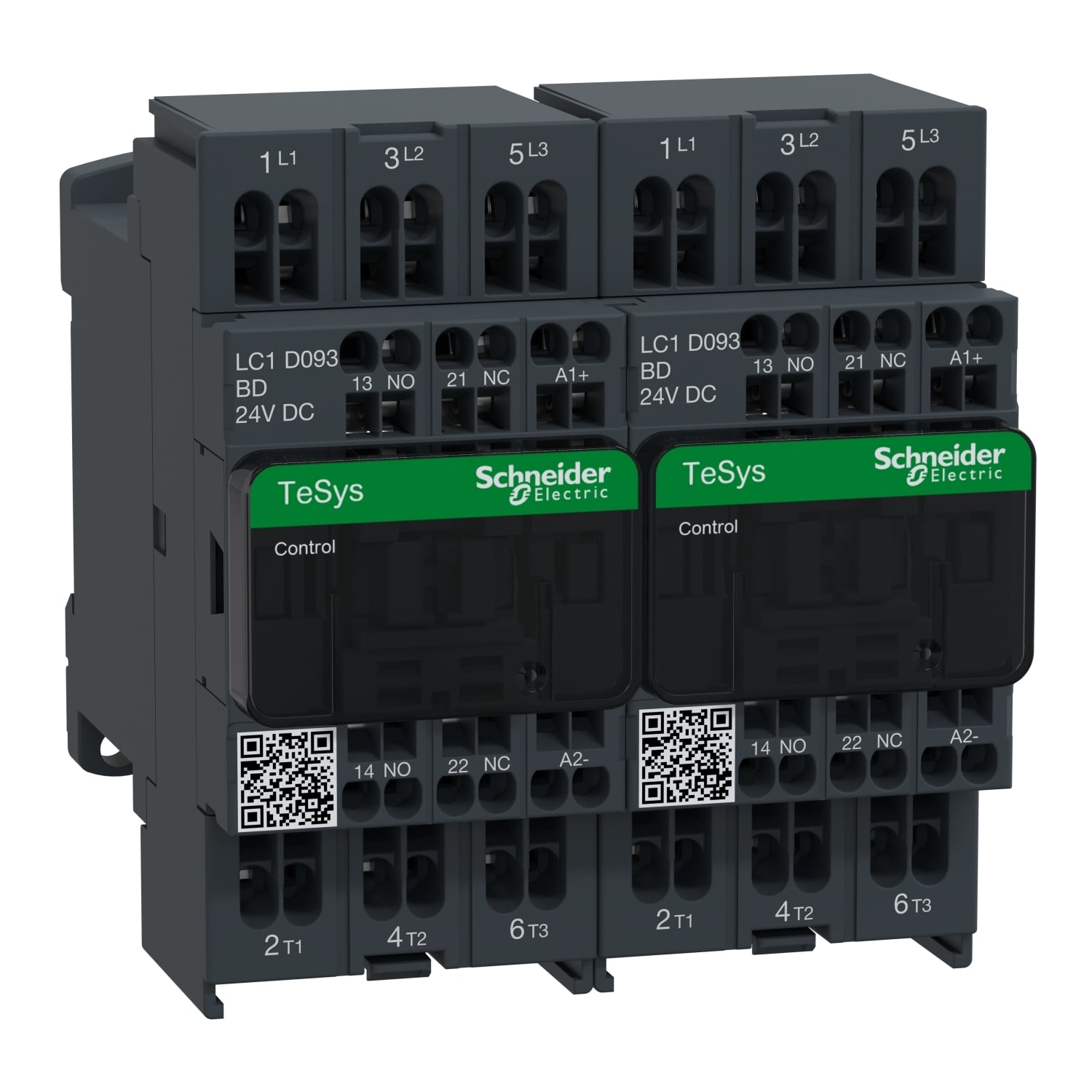 LC2D093BD TeSys D Reversing Contactor With Mechanical and Safety Cover, 24 V DC V Coil, 16 A, 3NO Contact, 3 Poles
