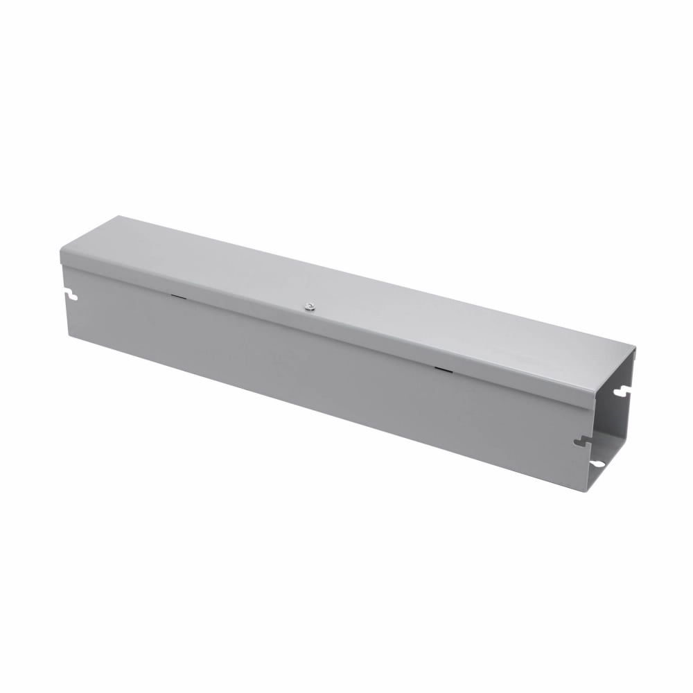 wireway, 6" height, 12" length, 6" width, HSNK wireway, Thru holes, No knockouts, Hinged cover, NEMA 1, Steel, Hinged, ANSI 61 gray, 16 gauge