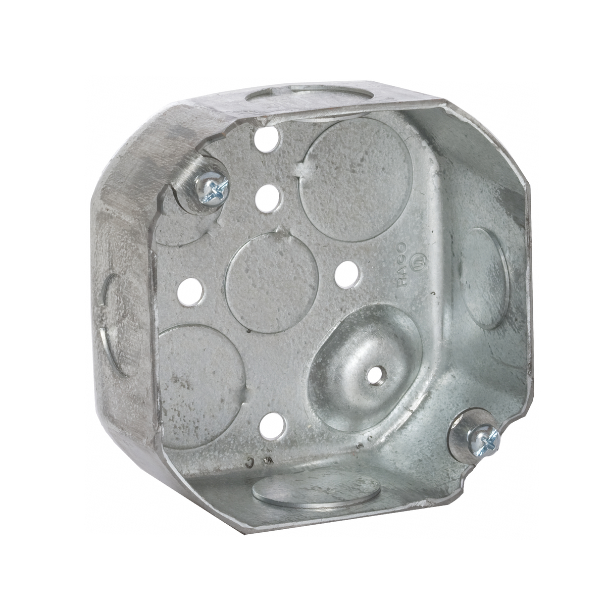 127 Octagon Box, Steel, 15.5 cu-in, 8 Knockouts