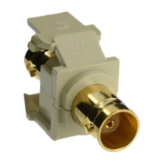 40832-BI QuickPort Bulkhead Fire Retardant BNC Feed Through Adapter, Jack End A, Jack End B, Ivory