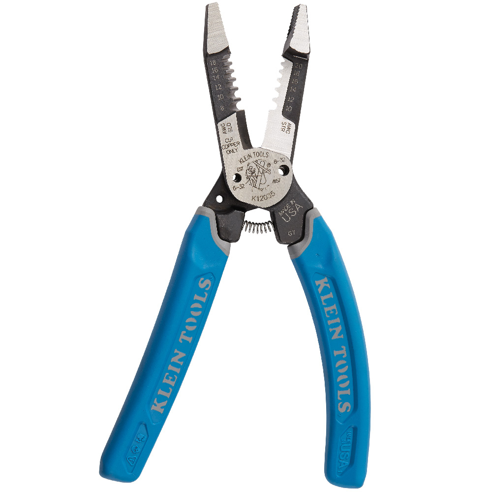 K12035 Kurve Heavy Duty Shear Cutting Wire Stripper With Hold-Open Spring, 18 to 8 AWG Solid/20 to 10 AWG Stranded Other Non-Metallic Type NM Sheathed/Romex Cable, 8.41 in OAL, Forged Steel Body