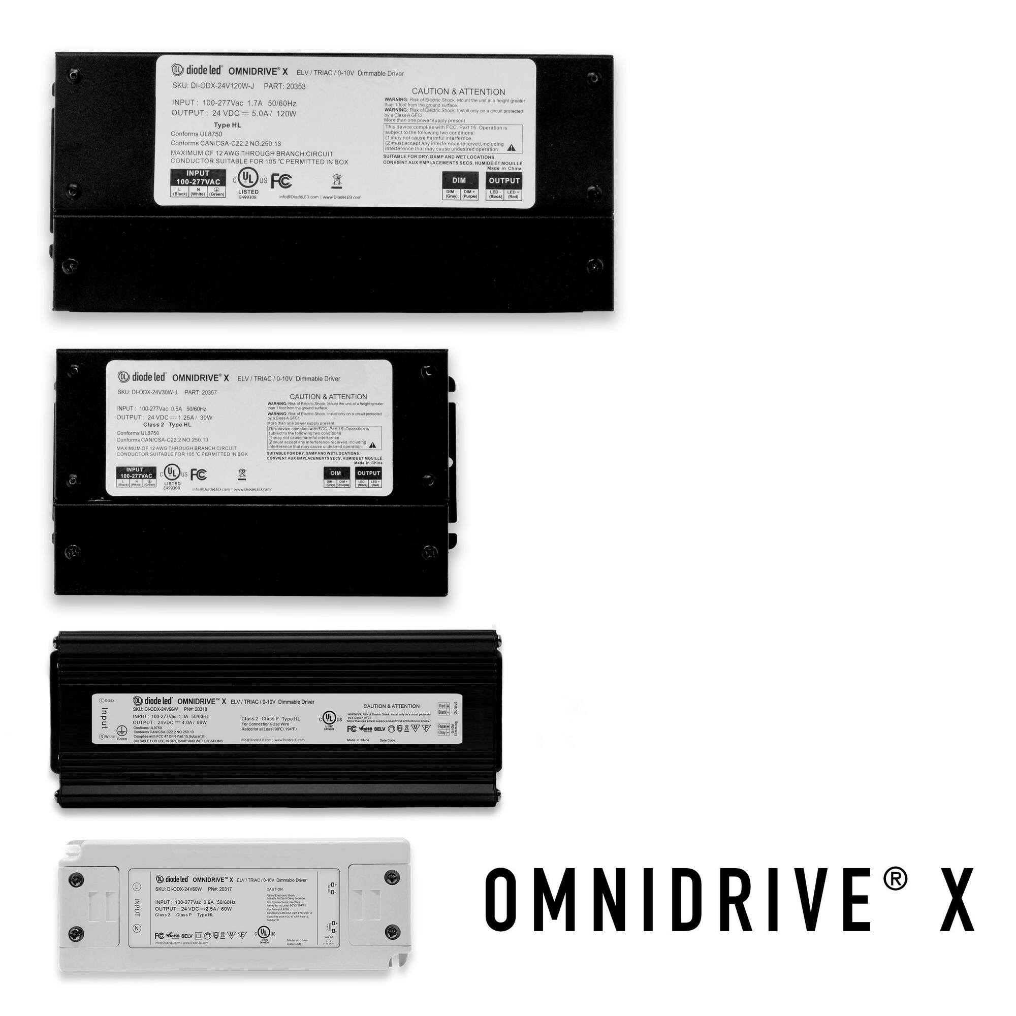 OMNIDRIVE X 12V 60W, 2in1 Electronic and 0-10V LED Dimmable Driver - Class 2, Driver Only