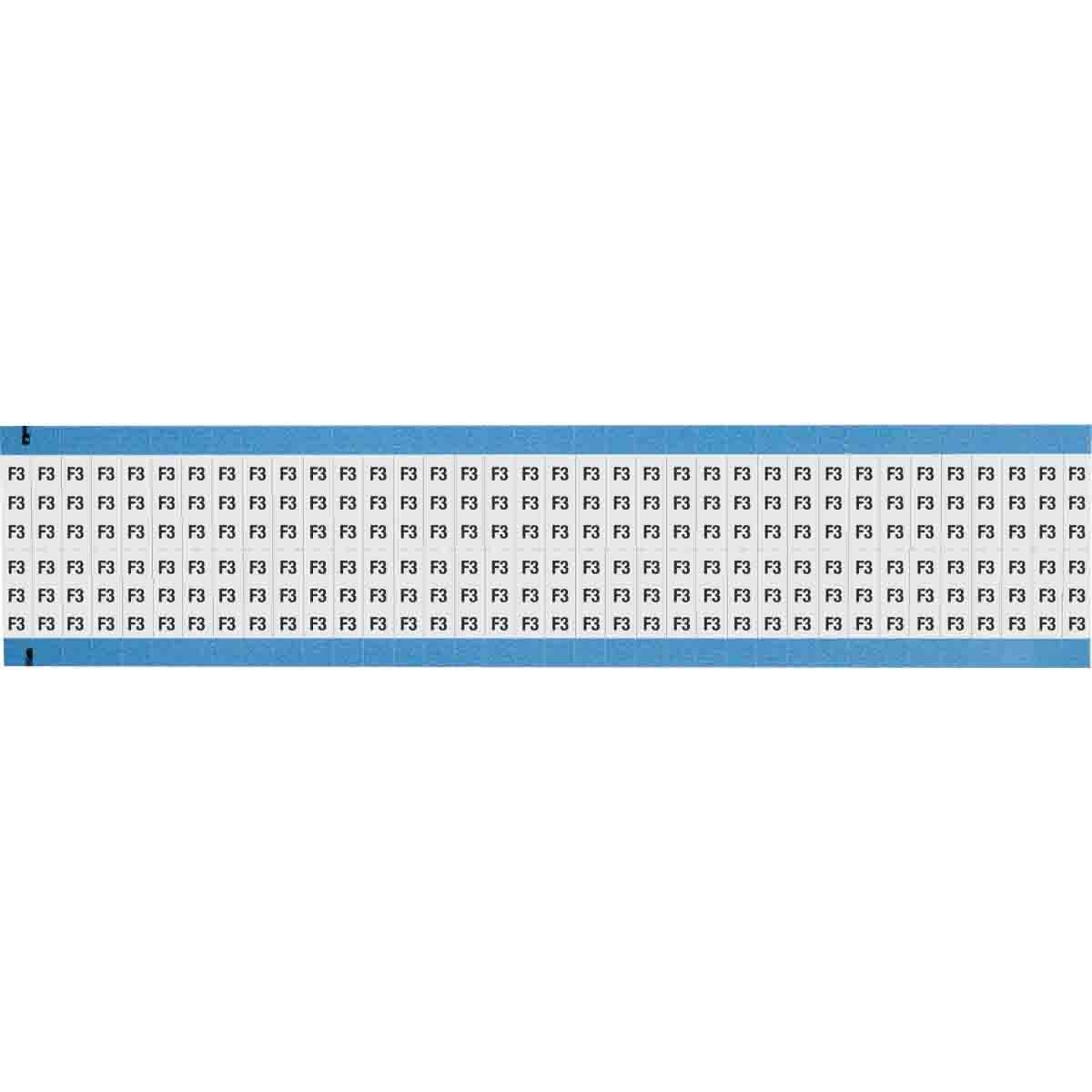 WM-F3-SC-PK WM Series Die-Cut Pre-Printed Solid Letter/Number Wire Marker Card, 3/4 in L x 1/4 in W, Black on White, B-500 Repositionable Vinyl Coated Fabric, 72 Markers per Card