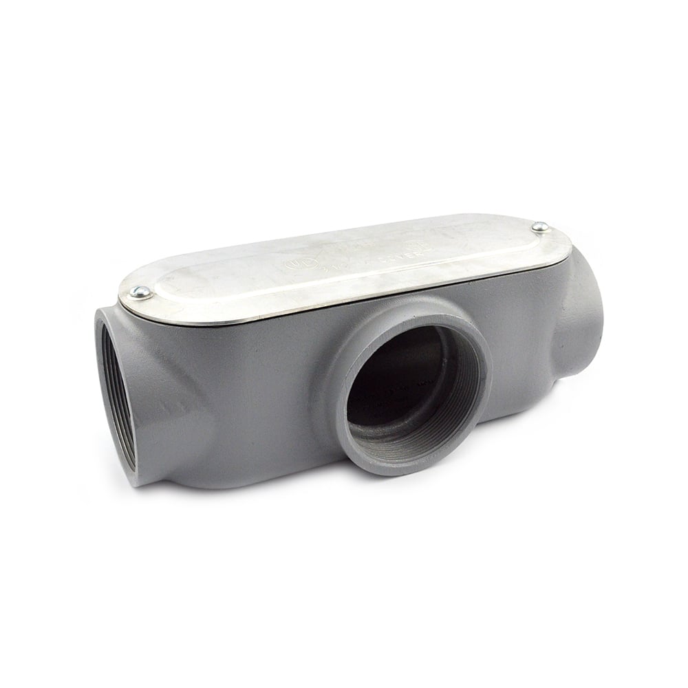 T-50CG Bridgeport 5 Series Type T Conduit Body With Cover, Gasket, 4 in Hub, 85 Form, 323 cu-in Capacity, Die Cast Aluminum, Enamel Painted