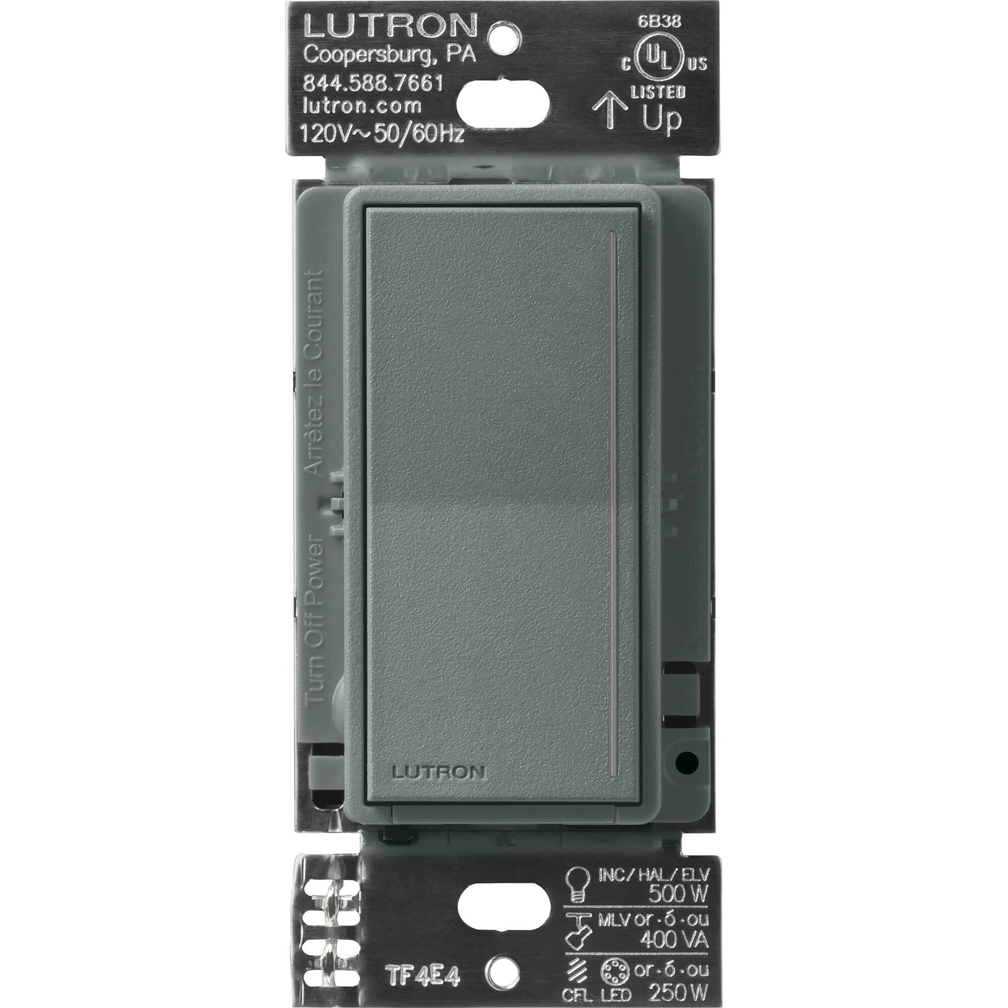 Lutron Sunnata PRO LED+ Touch Dimmer Switch with Phase Selectable Dimming for LED, MLV, ELV, and Incandescent/Halogen lighting, Slate