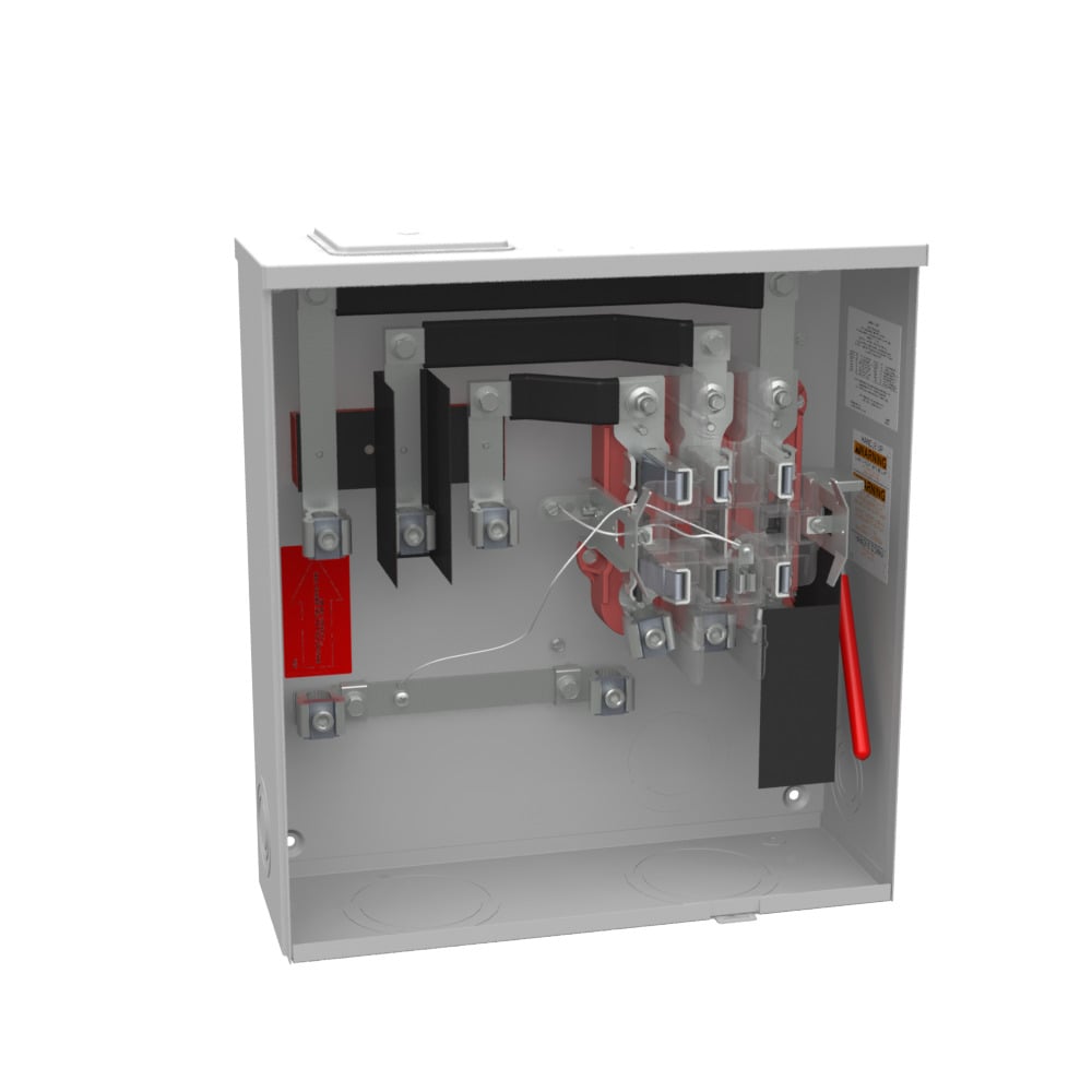 U1493-X-ALT Single Position Meter Socket, 200 Amp, 3 Phase, Ringless, Lever, 7 Term, OH and UG with Side Wireway, 600V