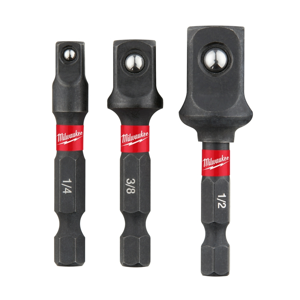 48-32-5033 Shockwave 3-Piece Hex Shank Socket Adapter Set, 1/4 in Male Drive, 1/4 in Female Drive, Steel