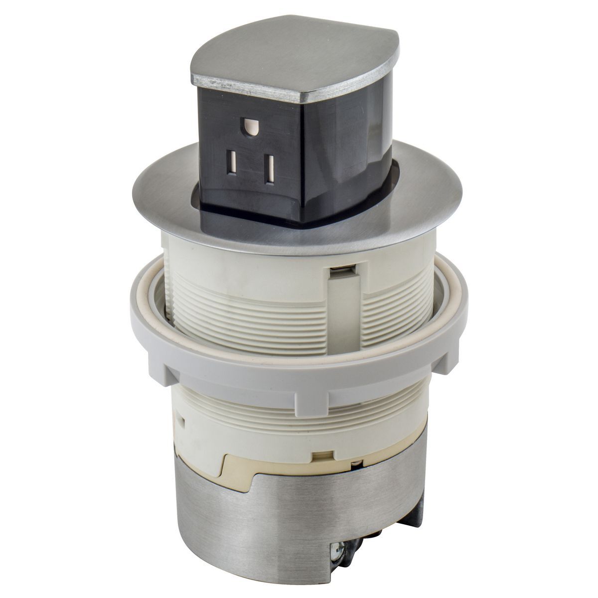 RCT200ALU Pop-Up Surface Standard Sized Tamper Resistant Countertop Receptacle, 1 Gangs, 4 in Dia Cover, Composite