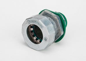 251-MSRTI Bridgeport Mighty-Seal Push-EMT Raintight Insulated Throat Conduit Connector, 3/4 in Trade, For Use With PUSH-EMT Conduit, Die-Cast Zinc, Ball Burnished