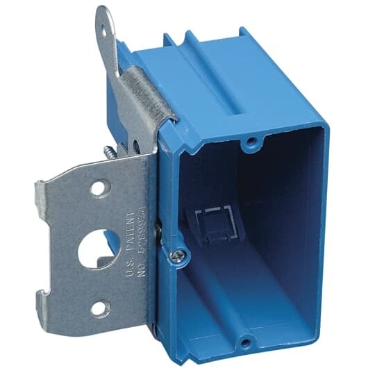 B121ADJ Carlon New Work Outlet Box, PVC, 21 cu-in Capacity, 1 Gangs, 3.65 in L x 2.25 in W x 3.32 in D