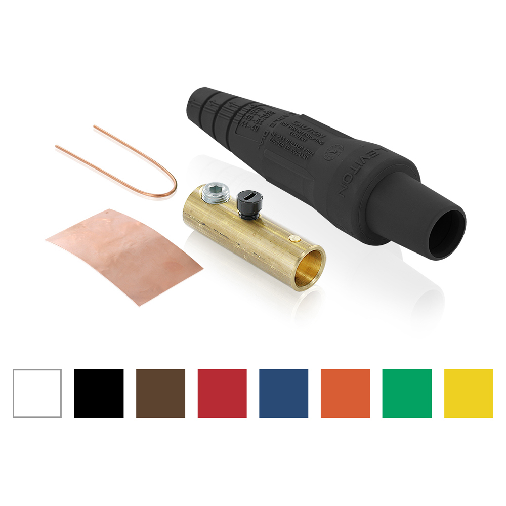 16D29-UE Rhino-Hide 1-Pole Cam Type Taper Nose Detachable Female Plug, 12 to 24 V AC/DC, 300 A, 2 to 2/0 AWG Wire, Single Setscrew, NEMA 3R