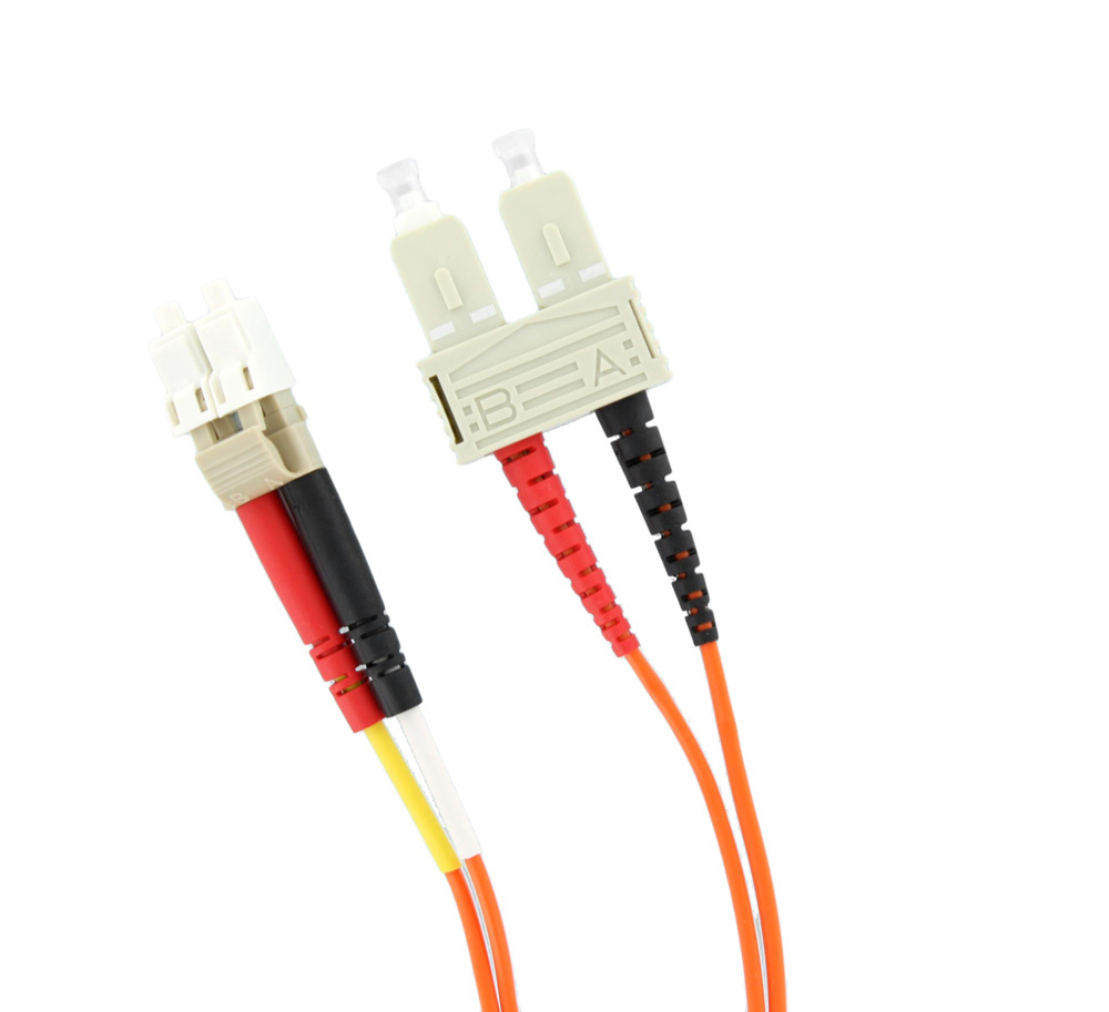 50DCL-M03 Economy Duplex Multi Mode Fiber Optic Patch Cord, 2 Fiber, 50/125 um Core, 3 m L, Beige/Black/Red