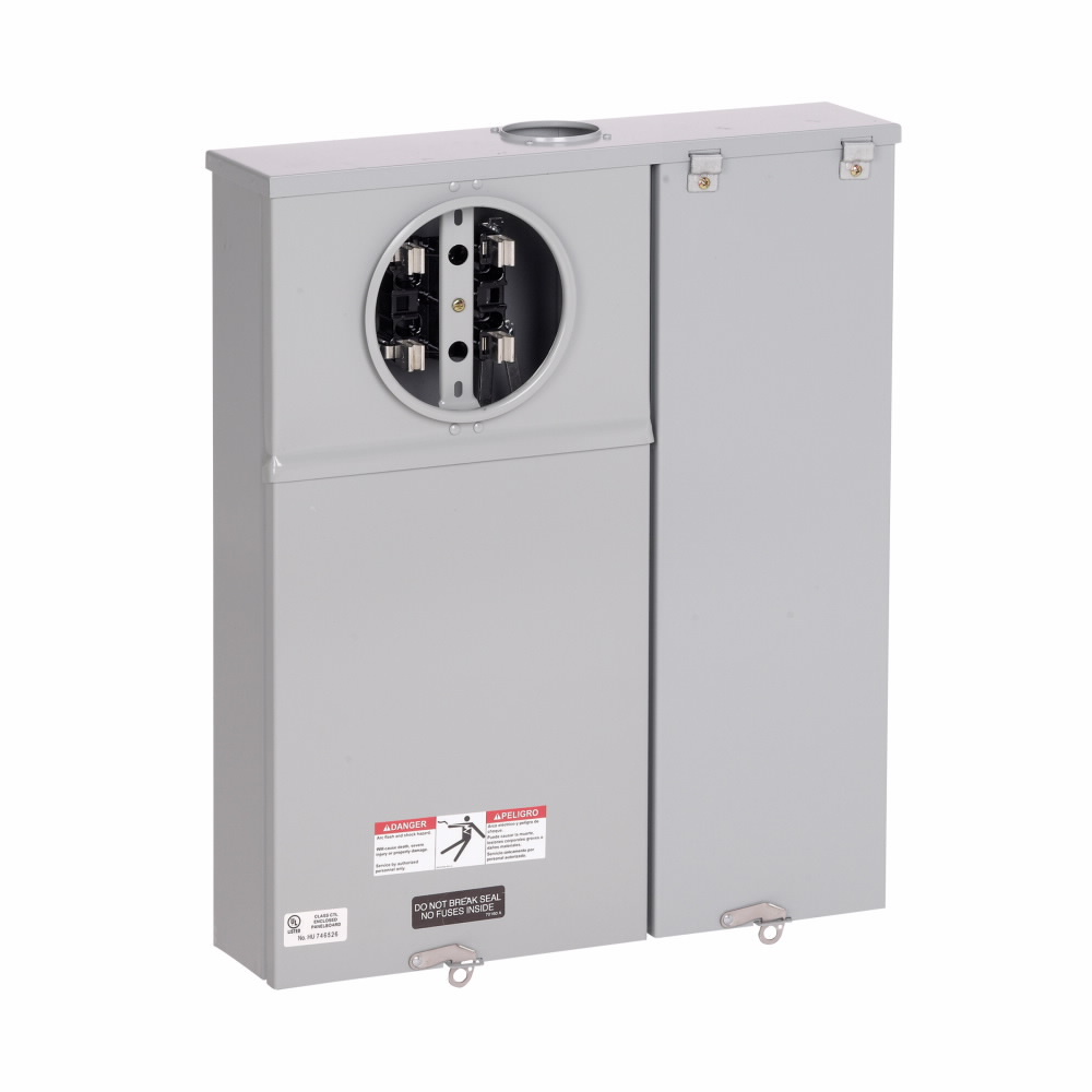 U214 MTB Meter Breakers, 60 Amp, Ringed, ANSI 61 Gray Painted, #14-2/0, #14-2/0, Steel, Surface Mount, 7 Jaw, 3 Pole, 3 Phase, 4 Wire