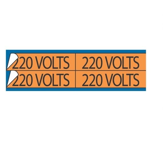 WDT-5015 E-Z Code Style B Conduit and Voltage Marker Card, 1-1/8 in W x 4-1/2 in L, 230 VOLTS Legend, Black Legend, Orange Background, Vinyl