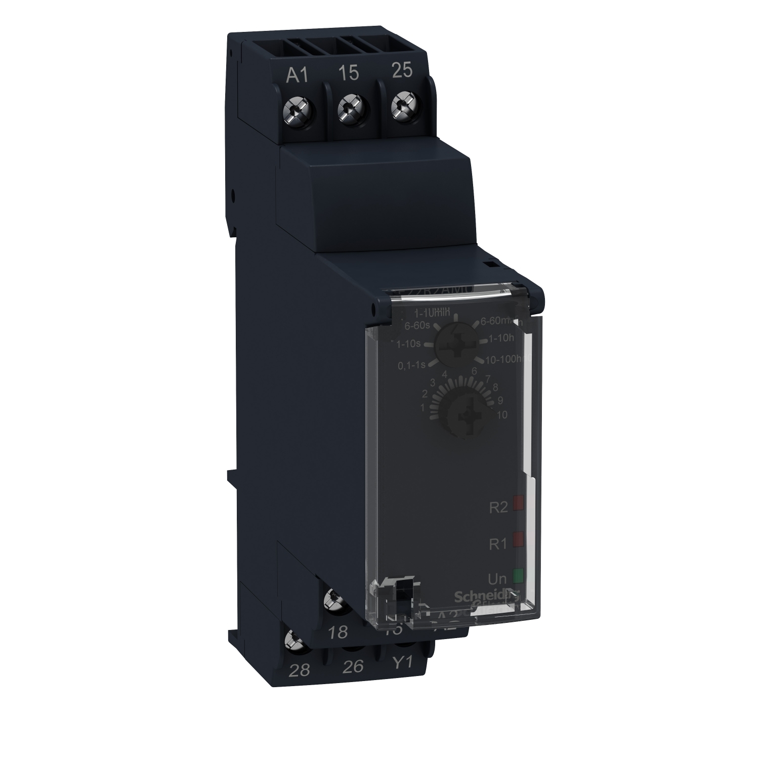 RE22R2AMU Zelio Modular Timing Relay With Relay Output, 0.1 sec to 100 hr Setting, 2CO 2 Form C Contact