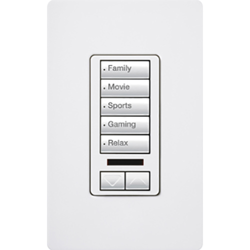 RRD-W5BRLIR-WH RadioRA 2 seeTouch Wall Keypad, 5-button with Raise/Lower and IR Receiver, White