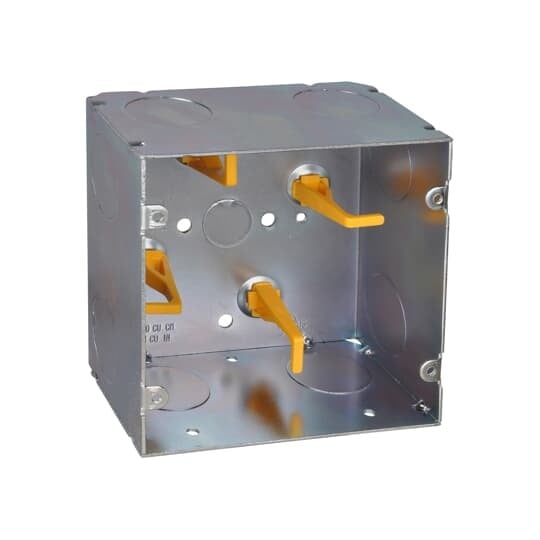 82181T-1 Steel City Square Telecommunication Box, Steel, 64 cu-in Capacity, (1) Outlets, (9) Knockouts, 5 in H x 5 in W x 2-7/8 in D