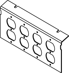 P10105-4DP 8-Outlet Assembled Power Plate, 2 Gangs, Die Cast Zinc