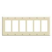 80436-T Decora Standard Size Wall Plate, 6 Gangs, 11.8 in W x 4.5 in H, Thermoset, Light Almond