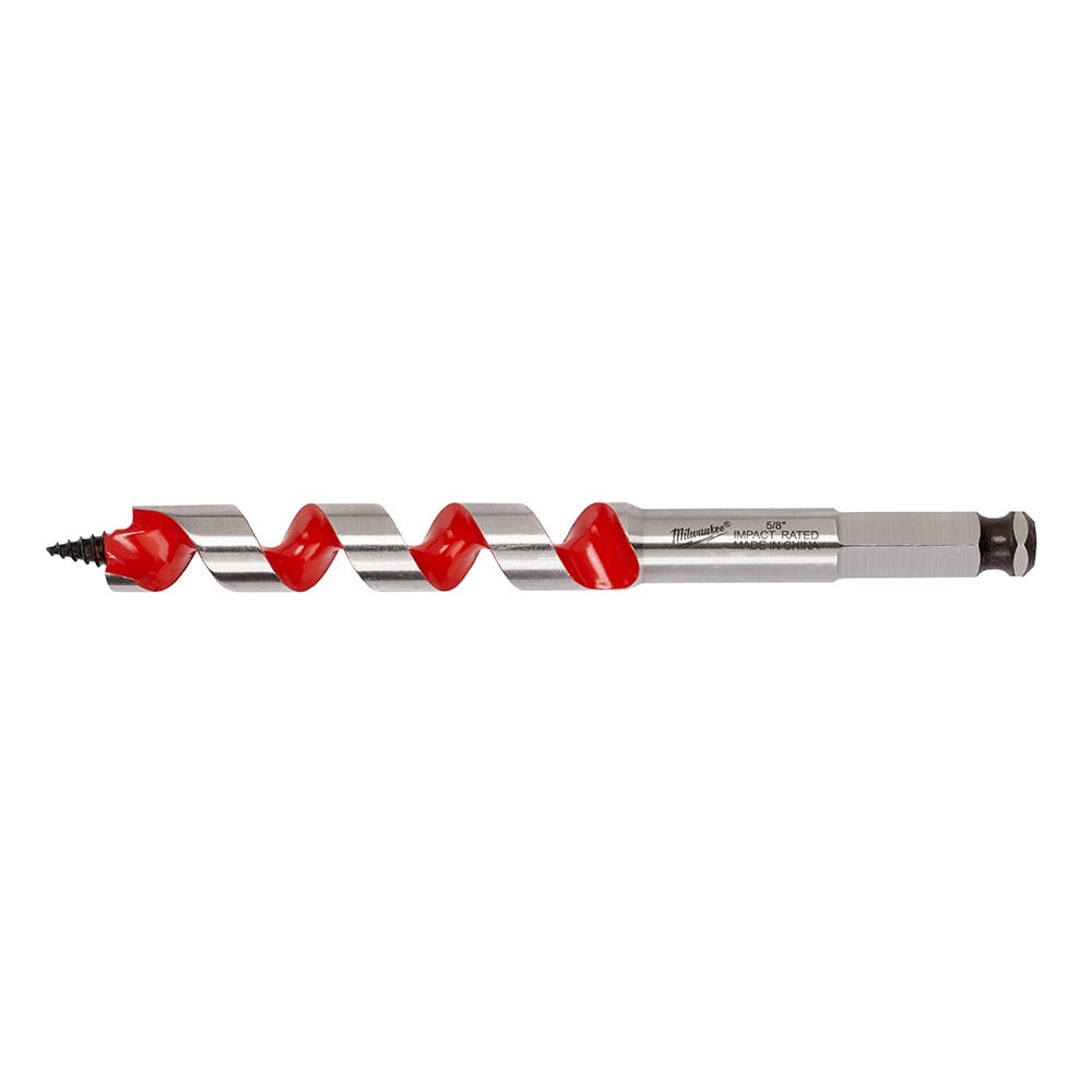 48-13-0623 Short Ship Auger Bit, 5/8 in Dia, 6 in OAL, 3 in L Wide Flute, 7/16 in Shank