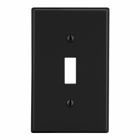 Hubbell Wiring Device Kellems, Wallplates and Box Covers, Wallplate,Non-Metallic, 1-Gang, Toggle Opening, Black