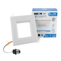 DQR6-10-120-4K-WH-BF Dimmable Square Retrofit Kit, For Use With Lutron DIVA DVELV-300P, Lutron DIVA DVELV-303P, Lutron Skylark SELV-300P Dimmer, Recessed Downlight and 6 in Recessed Housing, Die Cast Aluminum/Polystyrene