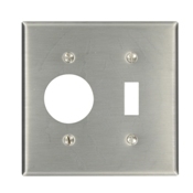 84007-40 Standard Size Combination Wall Plate, 2 Gangs, 4.56 in W x 4.5 in H, 302 Stainless Steel
