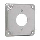 Eaton Crouse-Hinds series Square Surface Cover, 4", Raised surface, Steel, For one single receptacle 1-13/32" diameter, 5.5 cubic inch capacity