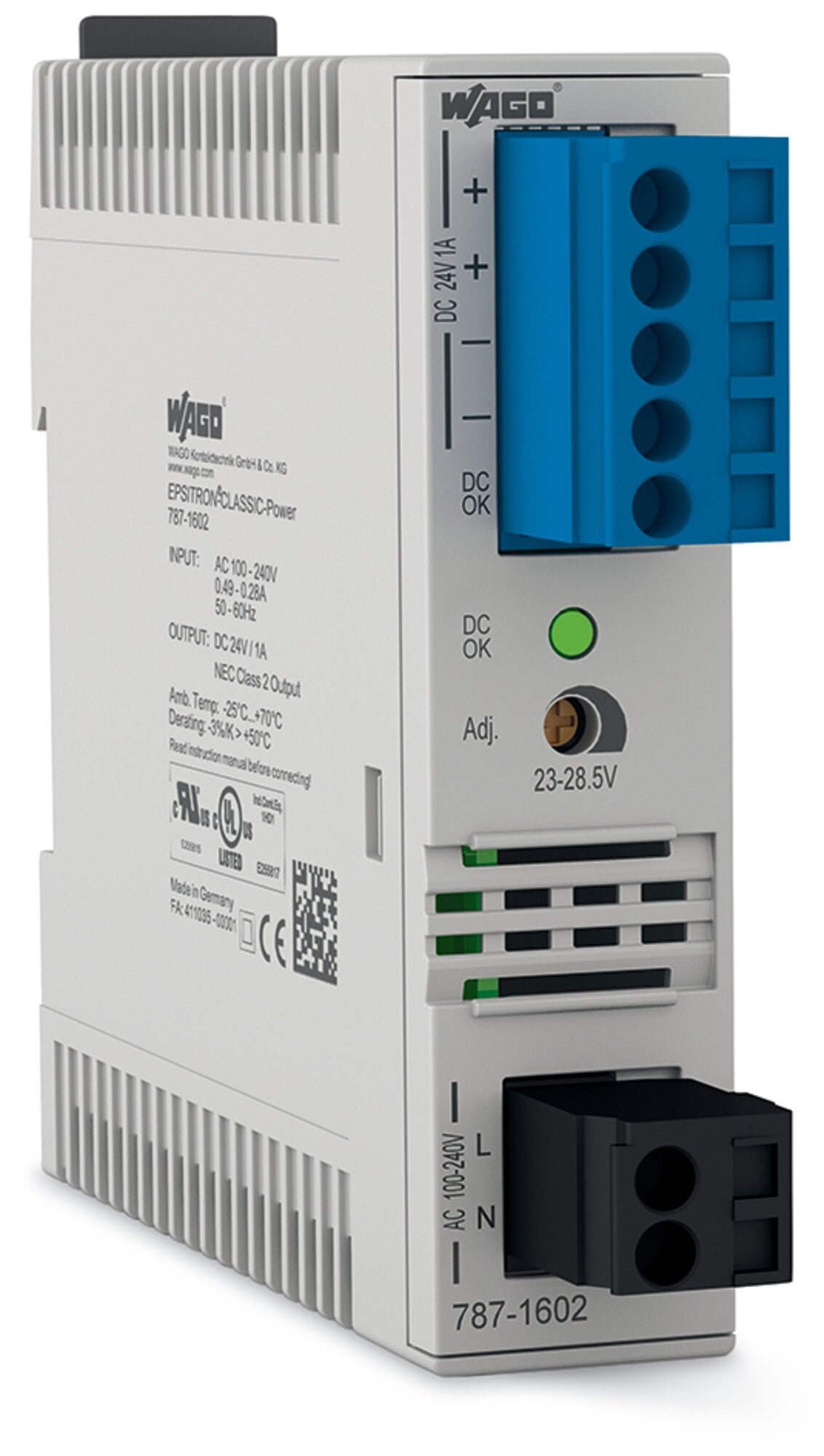 787-1602 1-Phase, 300 V Input, 24 V DC Output, DIN Rail Mount