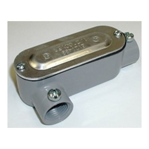 LR-41CGC Bridgeport 5 Series Type LR Combination Conduit Body With Cover and Gasket, 1/2 in Hub, 85 Form, 4.25 cu-in Capacity, Aluminum, Enamel Coated