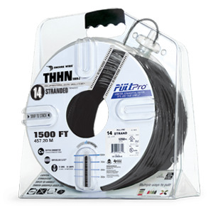106100701458 PullPro Copper THHN Wire, 14 AWG, Stranded, Black, 1500 ft