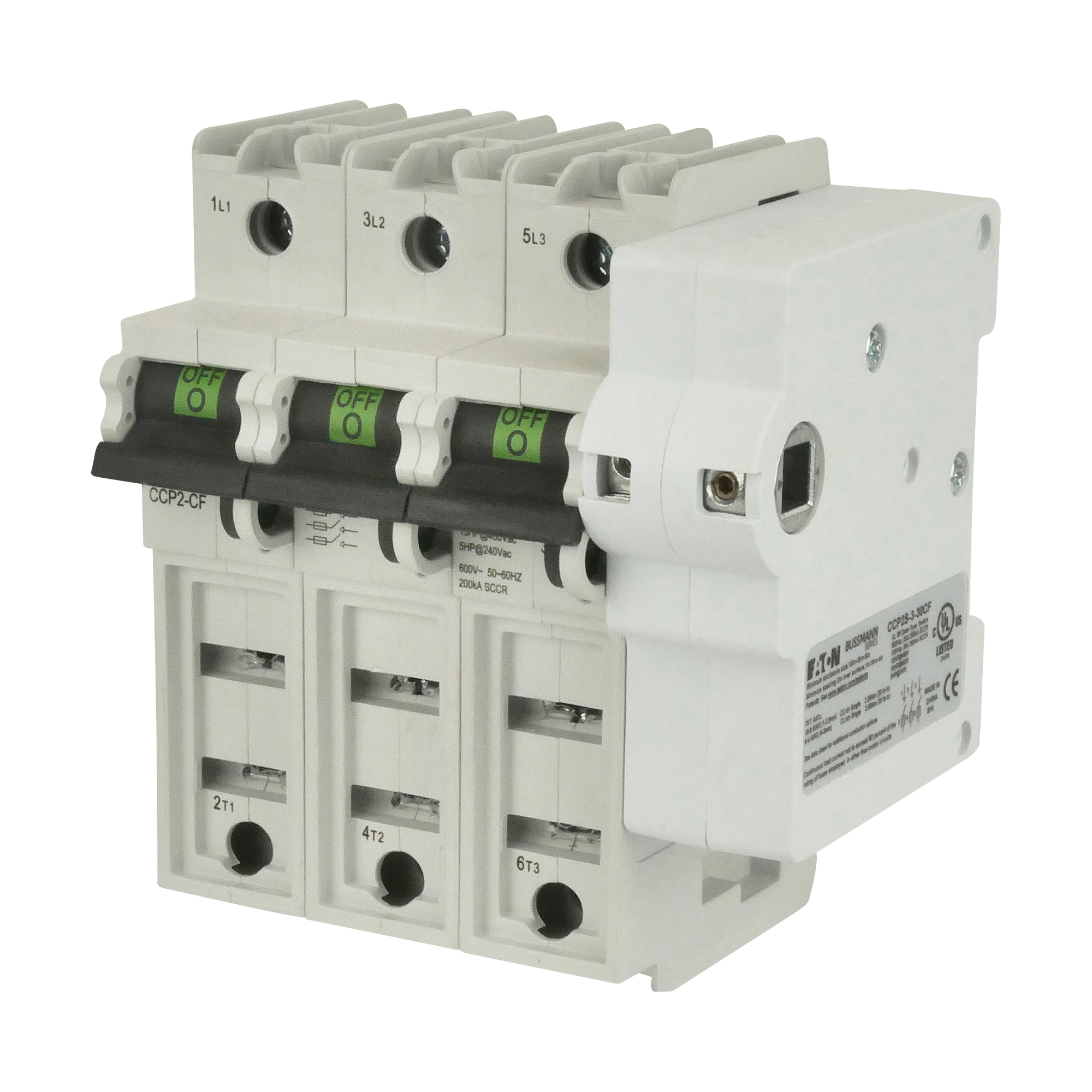 CCP2S-3-60CF Compact Fused Circuit Protector Disconnect Switch, 600 V AC/125 V DC, 60 A, 3 Poles, Class CF Fuse