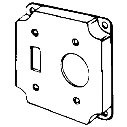 8368 Raised Electrical Box Cover, 4 in L x 4 in W x 1/2 in D, Single Receptacle/Toggle Switch Cover, Steel
