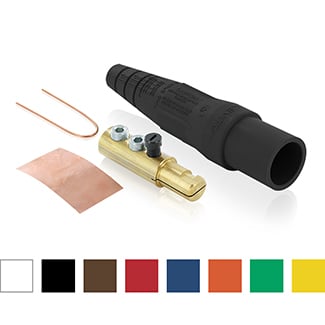 16D22-UY Rhino-Hide 1-Pole Cam Type Taper Nose While-in-Use Detachable Male Plug, 12 to 24 V AC/DC, 300 A, 2 to 2/0 AWG Wire, Double Set Screw, NEMA 3R