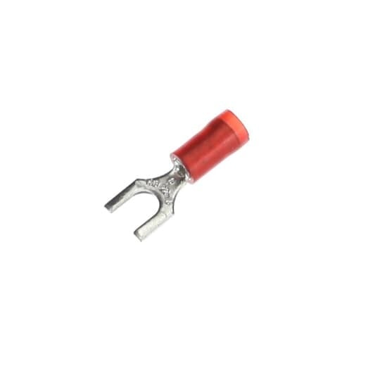 RA18-8F Sta-Kon RA Series Insulated Fork Terminal, 22 to 16 AWG Conductor, 0.83 in L, Brazed Seam/Serrated Barrel, Copper, Red