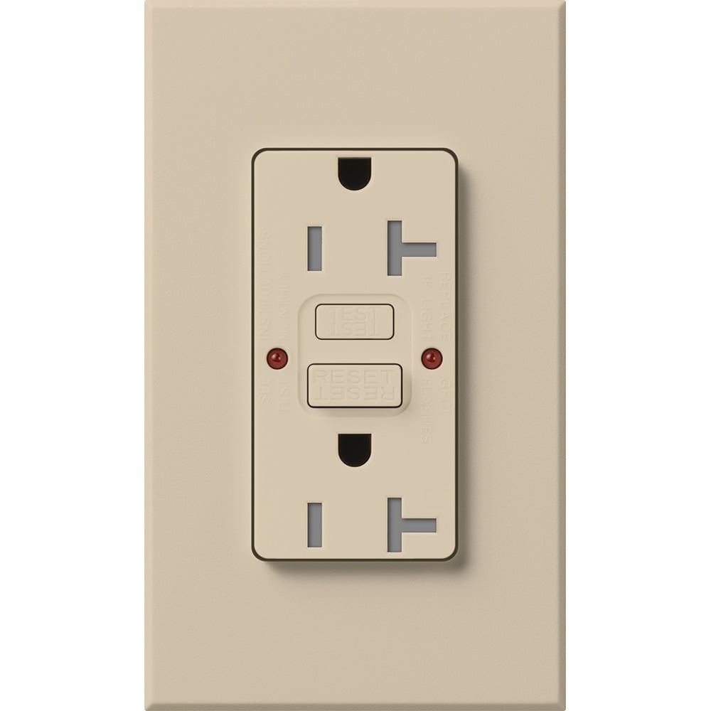 NTR-20-GFST-TP Architectural Tamper-Resistant GFCI Duplex Receptacle with Wall Plate, Self-Testing, 20 Amp, 125V, Matte, Taupe