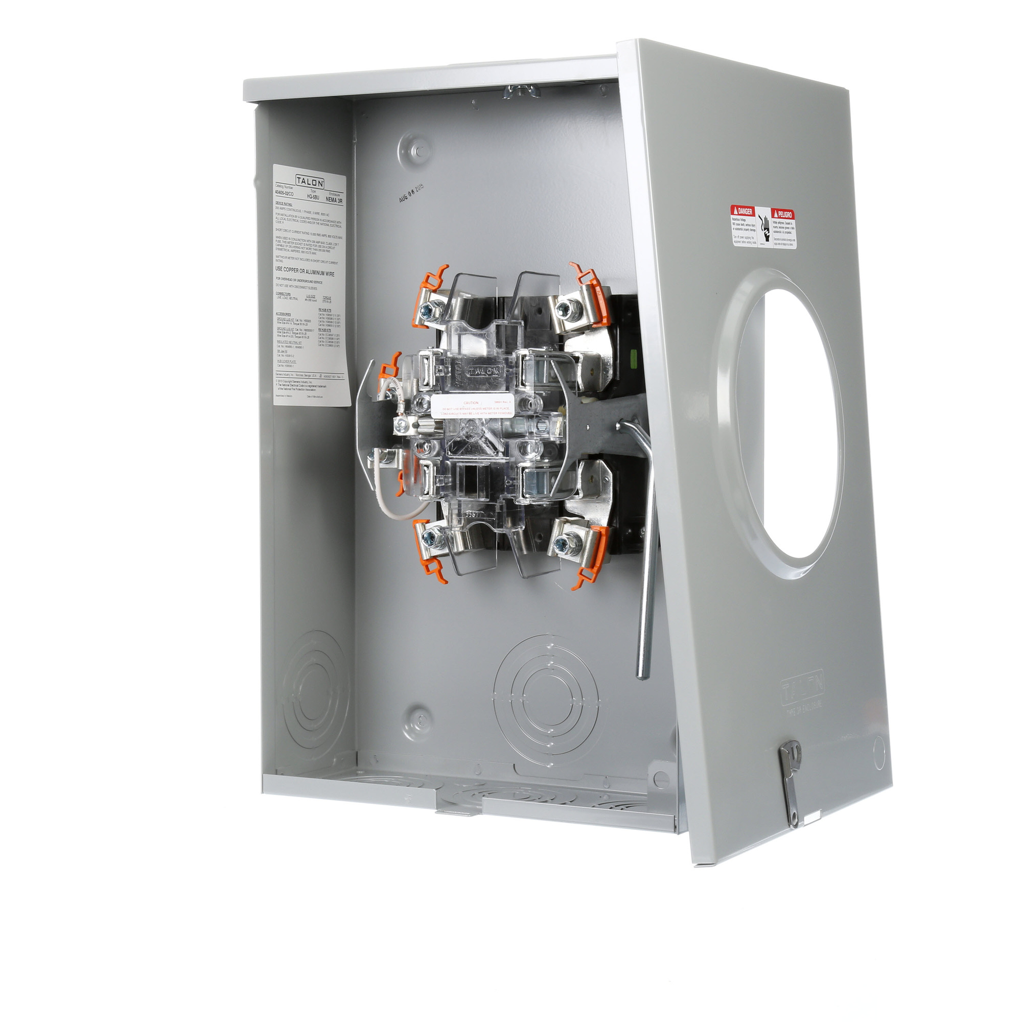 40405-02CO 200 Amp, 5 Jaw, Ringless, 1 Position, Lever Bypass, Meter Socket, OH, UG