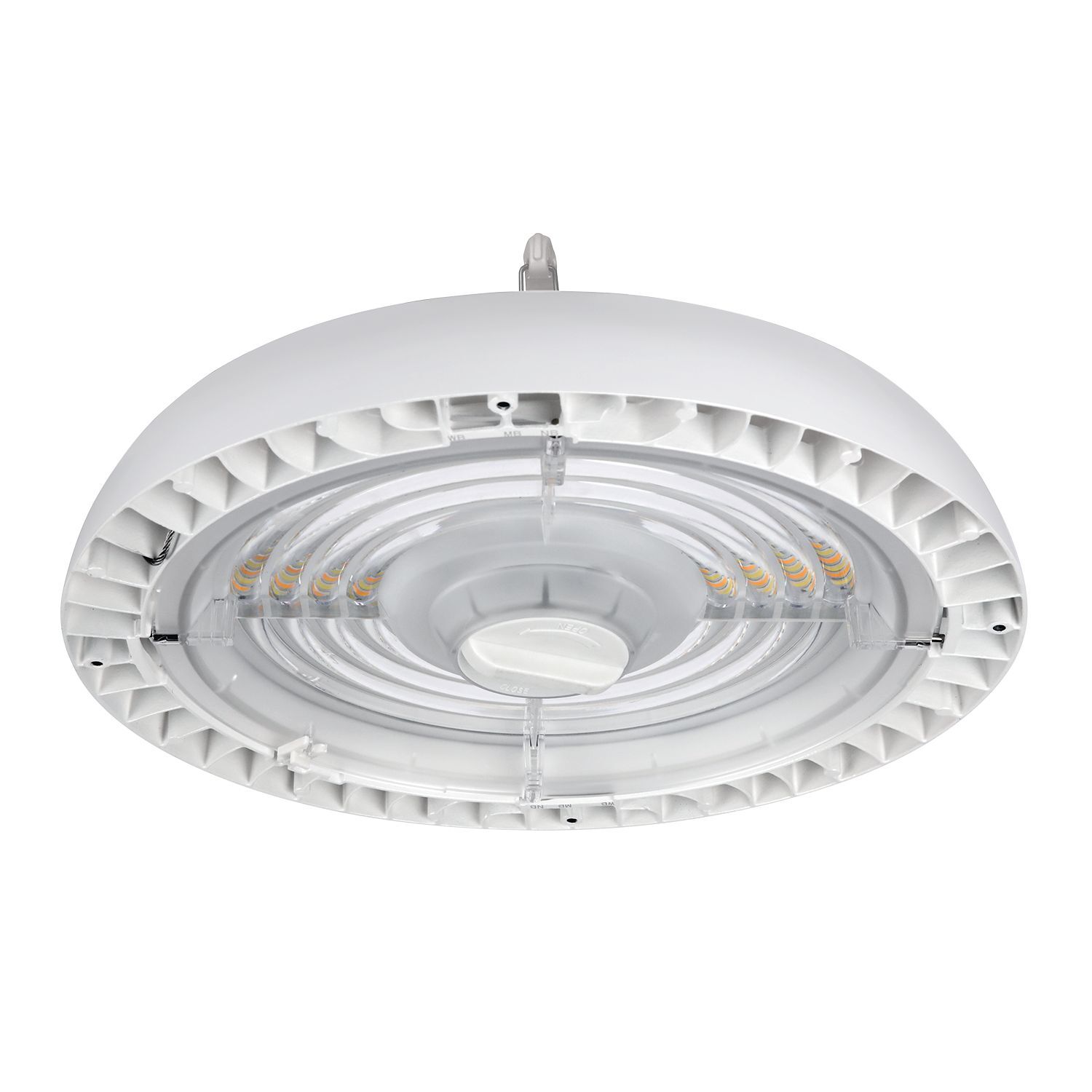 LED Round High Bay, 5 Color Selectable CCT 3000/3500/4000/5000/6500K, Selectable Lumen/Power, 120-347V, 151.1W