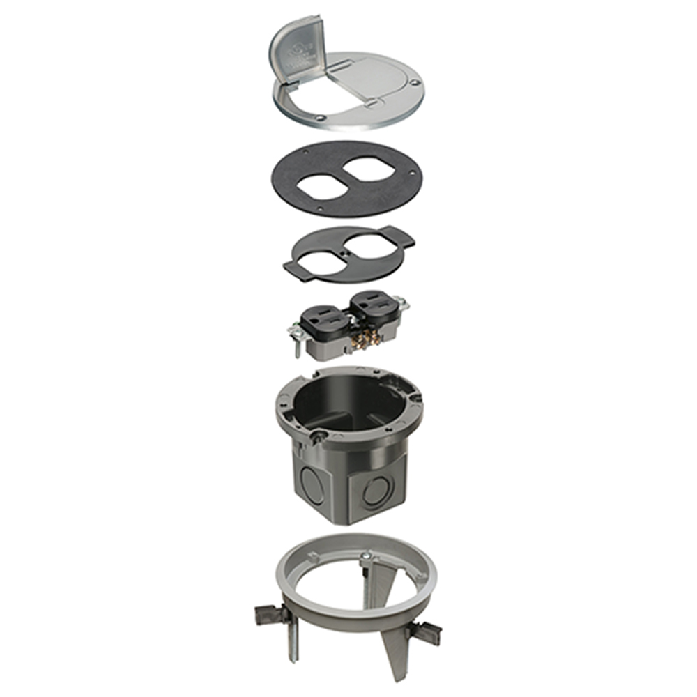 FLB4360NL DropIn Floor Box Kit, Nickel, 1 Gang