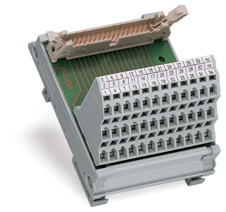 289-617 Triple-Row Interface Module, 125 V DC, 1 A, 28 to 12 AWG Wire, 40 Poles, DIN Rail Mount