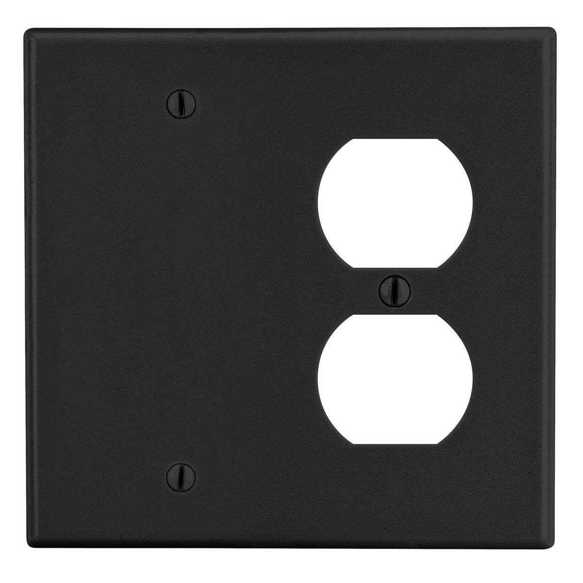 P138BK Non-Metallic Standard Wall Plate, 2 Gangs, 4.69 in W x 4.63 in H, Polycarbonate Thermoplastic, Black