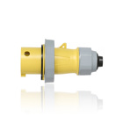 30 Amp, 125 Volt, 2P, 3W, LEV Series North American-Rated IEC 60309 60309-2 Pin & Sleeve Plug with Screwless Clamp Assembly, Industrial Grade, IP66/IP67/IP68/IP69K, Watertight - Yellow