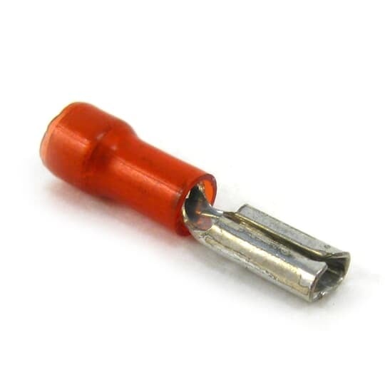 RA18-111F Sta-Kon 110 Female Disconnect, 16 to 14 AWG Conductor, 0.11 in W x 0.02 in THK Tab, Brazed Seam Barrel, Brass, Red, Insulated