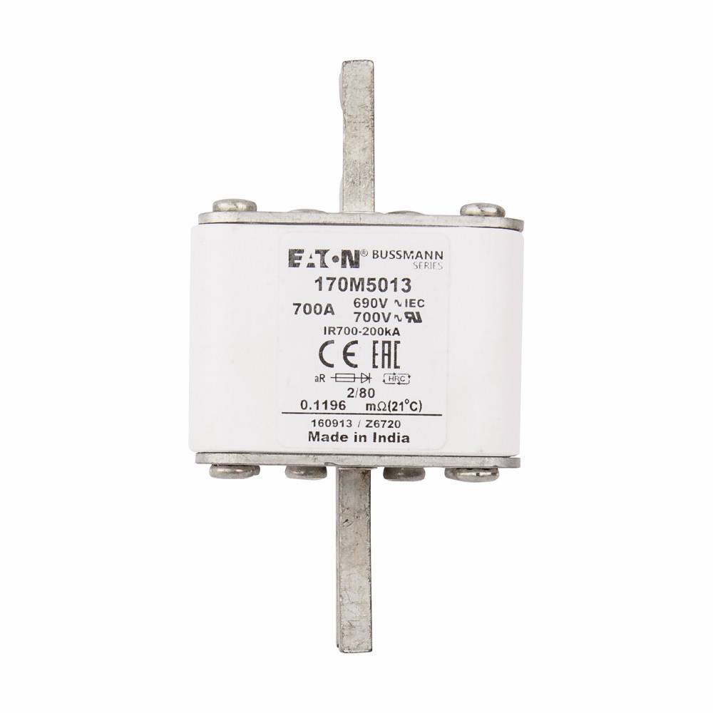 170M5013 Semi-Conductor High Speed Fuse, 700 A, 690 V, 200 kA Interrupt, Class: aR, Square Body