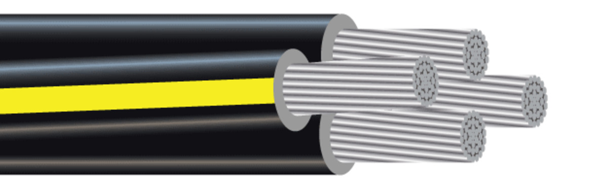 27490208 Slipperyrock-XLP Direct Burial Secondary UD Quadplex Cable, Reel Packaging, 600 V, (4) 350 kcmil Aluminum Conductor, 1400 ft L
