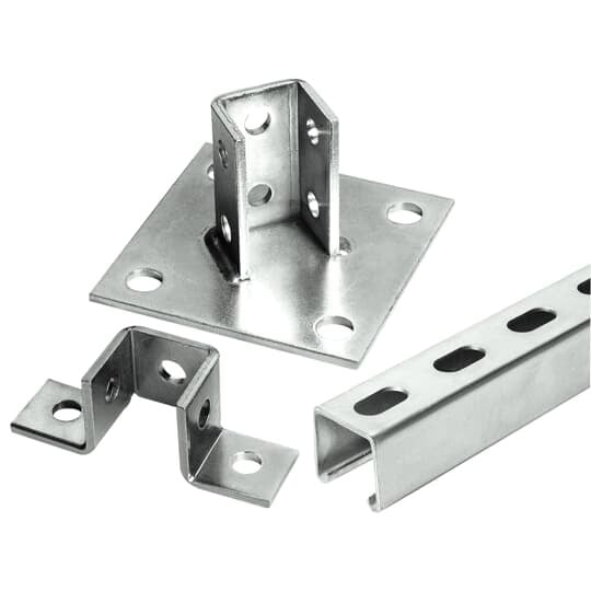 AW224EG Superstrut 200 Wing Shaped Fitting, (8) Holes, 5-7/16 in L, For Use With 1-5/8 x 1-21/32 in Channel, Steel