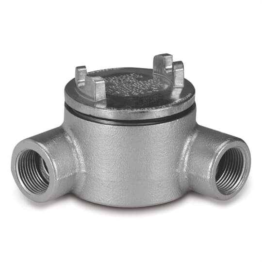 GUAN14-TB T&B Explosionproof Conduit Outlet Box With Internal Grounding Screw, Die-Cast Aluminum Cover, O-Ring Gasket, 1/2 in, 6.8 cu-in Capacity, Zinc Plated