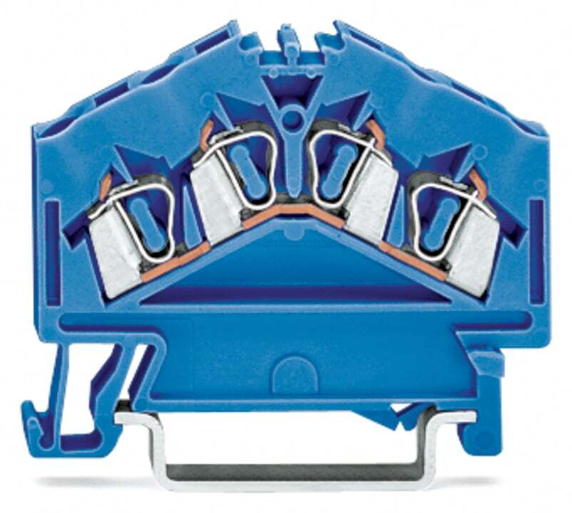 280-656 280 4-Conductor Terminal Block, 800 V, 24 A, 28 to 12 AWG Wire, DIN Rail Mounting
