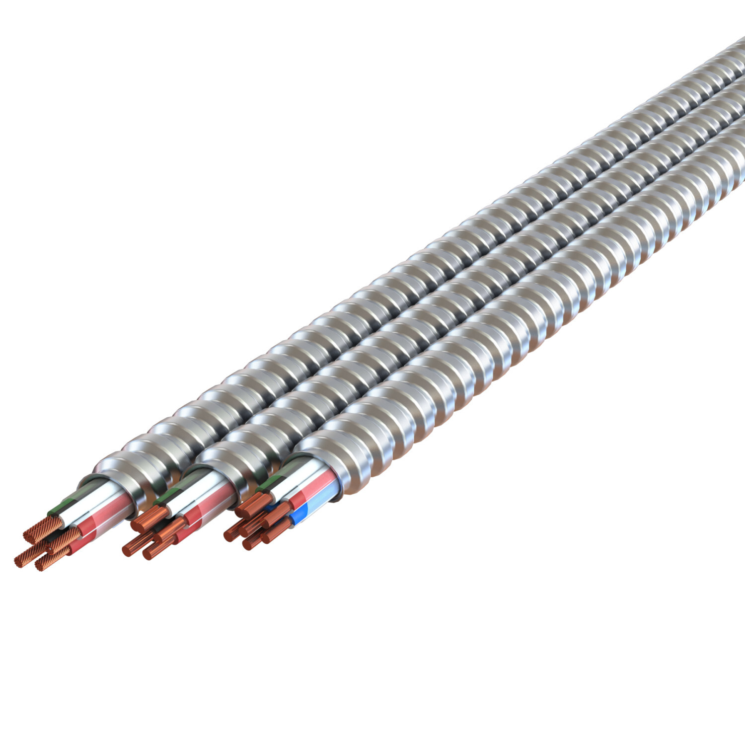 3604-42-705 MC-Plus Lite Type MC Interlocked Aluminum Strip Armor Neutral Per Phase Cable With 12-1 AWG Grounding, 12-2 AWG Neutral, 12-2 AWG Phase Conductor, Coil Packaging, 600 V, 12 AWG Solid Copper Conductor, 250 ft L